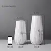 Jarrón de Cerámica de Diámetro Grande, Patrón de Mármol, Jarrón para Flores Secas de Sala de Estar, Adorno Artístico con Impresión por Transferencia de Agua