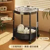 Carrito Pequeño Móvil Multifuncional Estante de Almacenamiento de Doble Capa con Ruedas Mesita de Noche Estante Mesa Lateral para Sala de Estar Mesa de Café