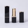 Tubo de lápiz labial galvanizado de 3,5 g, tubo cuadrado de plástico negro para bálsamo labial, tubo vacío de gelatina de barniz, lápiz labial con flor seca, decoloración