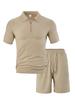 Traje deportivo informal de dos piezas con cuello redondo, manga corta y pantalones cortos de verano para hombre, estilo europeo y americano, con toalla de jacquard.