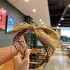 Nueva diadema de lazo transfronteriza, de ala ancha, tela sencilla, diadema de copa alta, estampado de leopardo, accesorio de pelo elegante para lavarse la cara