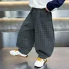 Ropa Infantil Niños Primavera y Otoño Pantalones de Cuadros Scimitar Estilo Coreano Infantiles Guapos Versátiles Pantalones Linterna Bebé Pantalones Elegantes Modernos