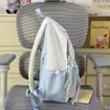 Mochila transfronteriza estilo fresco femenino estudiante universitario femenino estudiante de secundaria preparatoria mochila escolar bloques de color estilo académico gran capacidad doble hombro