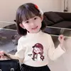 Camiseta Térmica Quente de Outono e Inverno para Meninas, Nova Blusa Infantil Estilosa Engrossada com Gola Alta