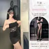 Lingerie sexy plus size, pijamas divertidos e interessantes, saia bodycon de renda vazada estilo abstinência qqny para garotas ousadas