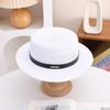 Sombrero de paja de verano nuevo francés, con parte superior plana y hueca, unisex, parasol, protector solar, para vacaciones, transpirable