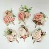 Yi Yaguo 444 Suministros de Boda Banquete Invitado Flores Artificiales Ramillete para Novio y Novia Flor de Mano Color Pasta de Frijol Rosa