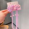 Tocado Hanfu para niños Lazo Borla Cinta Doble Clip Estilo Chino Horquilla de Princesa Clip de Pico de Pato para Niñas Tocado
