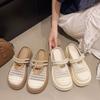 Pantuflas Baotou de Fondo Grueso para Mujer 2025 Verano Estilo Coreano Moda Sandalias con Agujeros Ligeras Aumentadas Transpirables Zapatos de Malla Hueca