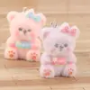 Adornos de Colgante de Oso con Terciopelo de Resina Lindos Dibujos Animados Estéreo DIY Accesorios para Llavero Hechos a Mano Adornos para Colgar