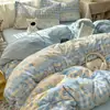 Conjunto de tres piezas de algodón lavado grado A de doble capa para maternidad y bebé, suave, hipoalergénico y transpirable; juego de cuatro piezas de sábana bajera de algodón puro, fresco y limpio