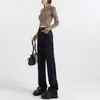 Jeans de pierna estrecha y pierna ancha de alta gama para mujer, otoño e invierno, con felpa, cintura alta, caída suelta, adelgazantes, versátiles, tipo mopa, pierna recta