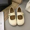 Zapatos Mary Jane para Mujer Otoño 2026 con Aumento Oculto de Altura y Suelas Gruesas, Uso Bidireccional, Punta Redonda, Planos de Corte Bajo, Nuevo Estilo Retro Francés, Beige