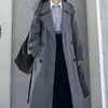 Trench Coat Cinza para Mulheres, Estilo Longo, Novo Casaco Estilo Coreano para Outono e Início da Primavera para Mulheres Baixas