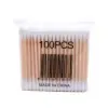 Hisopos de Algodón Doble Punta, Palillos de Madera, Hisopos de Algodón Sanitarios, 100 Piezas, Hisopos de Algodón Bordados, Palillos de Belleza, Hisopos de Algodón para Maquillaje, Recogedores de Oídos