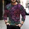 2024 Comércio Exterior Transfronteiriço Novo Masculino Mexicano Asteca Retrô Impressão Digital 3D Manga Longa Rua Hip Hop