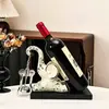 Suporte de vinho estampado estilo vintage, ornamento criativo de animal de luxo leve para decoração de sala de estar, rack de TV e adega em casa, atacado
