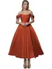 Vestido de Cetim Ombro a Ombro para Comércio Exterior e Vendas Transfronteiriças, Adequado para Noivado, Casamento, Festa de Noiva, Banquete e Vestido de Noite