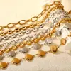 Pulseira de Concha de Joia Transfronteiriça Europeia e Americana, Pulseira Grossa Personalizada da Moda, Corrente de Coração, Pulseira Banhada a Ouro 18K de Aço Inoxidável