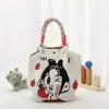 Nuevo bolso de mano portátil estilo japonés y coreano para ir al trabajo en la temporada de floración de los cerezos, bolsa de punto de gran capacidad, bolso tote cuadrado pequeño