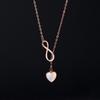 Love Lodge s925 Blanco Plateado Nácar Colgante de Amor Concha Collar Símbolo Infinito Dulce Cadena para Clavícula D9211