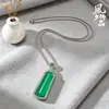Novo Colar Fashion Estilo Chinês com Cabacinho Verde Gota d'Água com Calcedônia Verde Transparente Simulada, Estilo Vintage, Totalmente Adornado com Diamantes