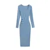 Ins moda feminina atacado estilo europeu e americano puro desejo decote sexy em formato de coração design franzido vestido justo de manga longa