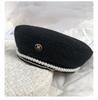Moda Estilo Occidental Boina de Perlas para Mujer Negro Celebridad Cibernética Estilo Fragante Celebridad Sombrero Bd Otoño Estilo Coreano Estilo Primavera y Otoño