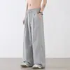 Pantalones de Pierna Recta de Seda Helada de Verano para Hombre, Estilo Hong Kong, Corte Holgado, Pierna Ancha, Alta Calidad, Frescos y Deportivos