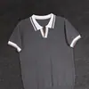 Suéter de Malha de Alta Qualidade com Listras Color Block e Gola Lapela de Manga Curta para Homens, Estilo Maduro, Camiseta Simples de Malha Lisa de Manga Meia Manga