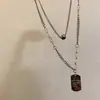 Personalidad Hip-Hop Estilo Callejero Ins Cadena Cuadrada con Letra Inglesa para Mujer, Accesorio de Cadena Versátil Minimalista de Doble Capa para Sudadera