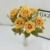 Flor de Rosa Artificial Nueva para Boda Hogar Arreglo Floral para Sala de Estar y Restaurante Adornos Flor de Rosa Rizada Hecha a Mano de 7 Cabezas