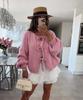 Jaqueta Cardigan de Tricô com Cadarço e Gola Redonda Outono e Inverno Nova Cor Sólida Simples para o Dia a Dia Mulher