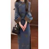 Materiales originales, baja tasa de devolución, nuevo cheongsam bordado estilo chino, vestido elegante vintage modificado para mujer de otoño e invierno