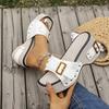 2025 Comercio Exterior Europa y América Transfronterizo talla grande Hebilla de Cinturón de Remaches Decorativa Cuña de Suela Gruesa Zapatillas de Mujer Moda Nueva