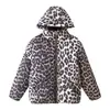 Para Ropa Europea y Americana Transfronteriza Aliexpress Popular Invierno Elegante Versátil Capucha Desmontable Estampado de Leopardo Chaqueta de Algodón