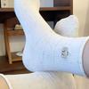 Calcetines de Dibujos Animados Lindo de Lana Señalando para Niños Calcetines Medianos Apilables para Primavera y Otoño Calcetines de Algodón Modernos para Niñas Japonesas