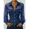 Modelo 2026 Transfronteiriço Europeu e Americano Amazon Patchwork Estampa de Leopardo Bolso de Rede Elegante Camisa de Botão