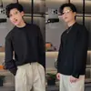 Camiseta masculina de manga comprida para outono e inverno, quente e forrada com fleece, camada base grossa, moletom pesado, top de fleece dupla face