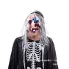 Máscara de Fantasma Femenina de Halloween Cabello Largo Látex Sangriento Cobertura para la Cabeza Casa Embrujada Bar Horror Truco Disfraz