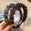 Diadema Vintage con Peine para Dientes Estampado de Leopardo para Mujer, Nueva Red de Malla Alta Calavera para Adelgazar el Rostro, Pinza para Cubrir la Raíz del Cabello y Peinar