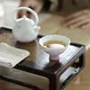 Taza de Té de Cerámica Arita con Flor de Rosa Púrpura Degradada, Base Alta, Juego de Té Kung Fu, Taza de Té Doméstica