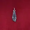 Colgante de pluma vintage de plata pura S925, etiqueta de plata, charm para pulsera, cordón trenzado, pequeño accesorio de plata pura para DIY, charm lateral decorativo