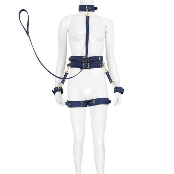 皮革5件套 纹路蓝色挂钩