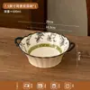 Juego de vajilla de cerámica rústica vintage de lujo ligero con decoración bajo vidriado, tazones y platos para uso doméstico, regalo de inauguración de casa