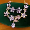 Set de Collar y Pendientes Usado Vintage de Cristal con Forma de Gota de Agua y Flor Diseño de Nicho Exquisito Versátil Joyería