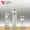 Garrafa de Loção a Vácuo Popular do Fabricante, 15ml-30ml, Camada Dupla, Frasco Transparente para Dispensar Amostras, Materiais de Embalagem para Atacado de Produtos para Cuidados com a Pele