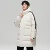 Jaqueta de plumas masculina à prova d'água, neve e vento, novo estilo outono/inverno, comprimento médio, corte solto, retém calor, moderna e versátil