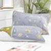 Fundas de Almohada de Algodón Puro Estilo Nuevo, un Par de Fundas de Almohada para Pareja del Hogar Hechas de Gasa, Algodón Simple, No Sueltan Pelusa, con Lazos, Engrosadas