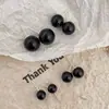 Pendientes Perfectos de Perla Negra Redonda para Mujer, Púa de Plata, Estilo Coreano Ins, Simples Retro, Gama Alta, Lujo Accesible, Pendientes Personalizados de Estilo Frío